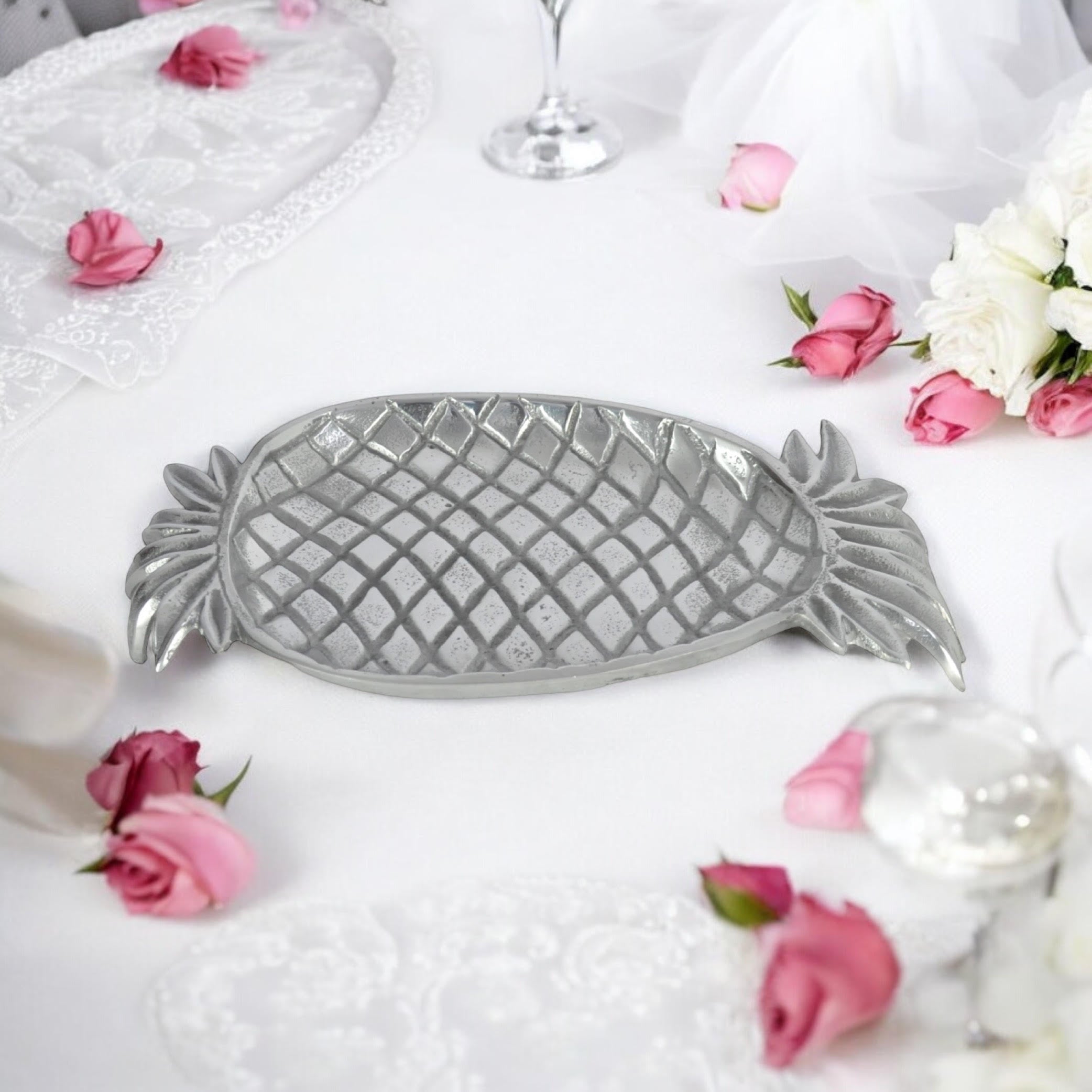 MSL 33cm Hand Finished Nickel Plated Pineapple Serving Tray