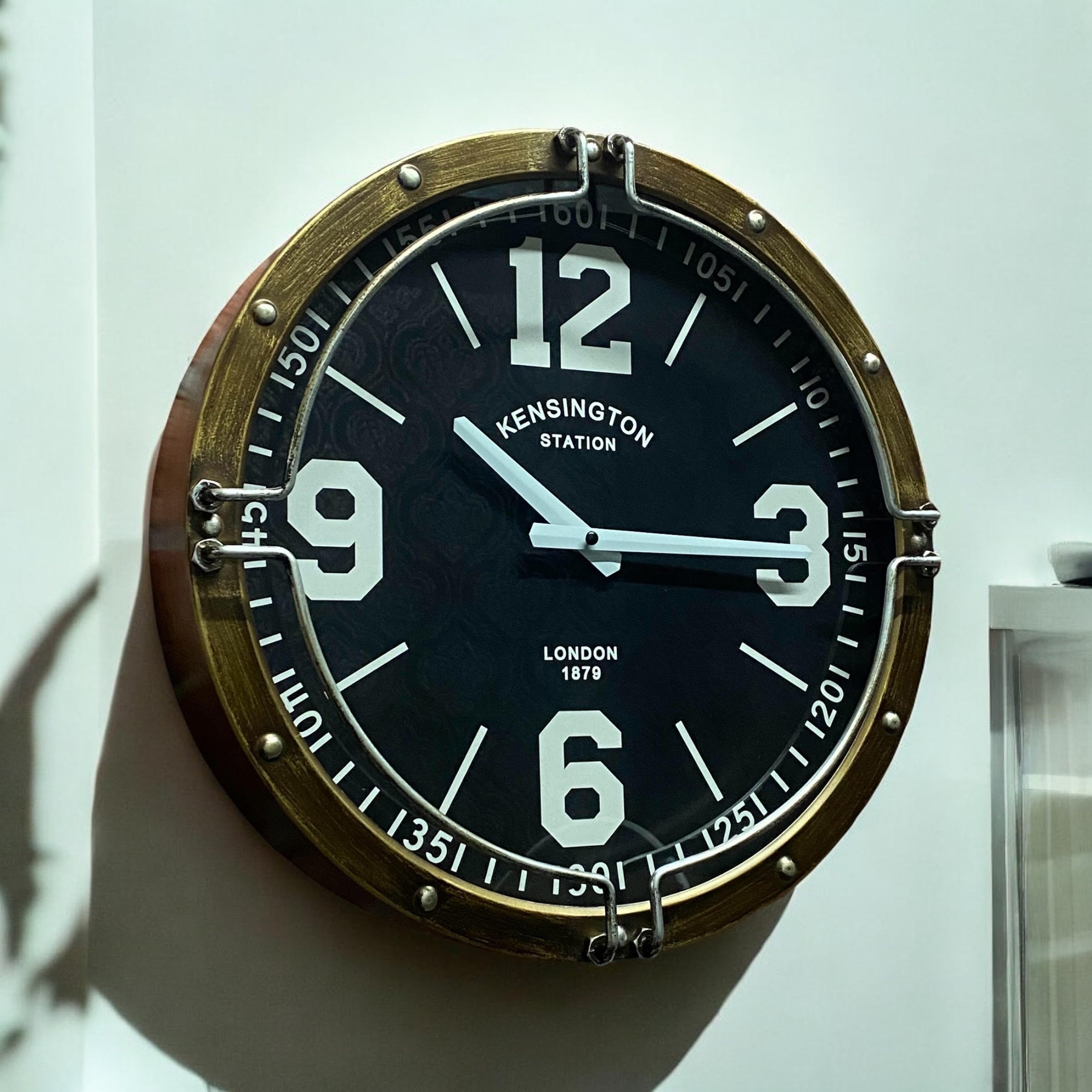 MSL 40cm Wall Clock Black Face Hanging Hook Requires 1 x AA Battery