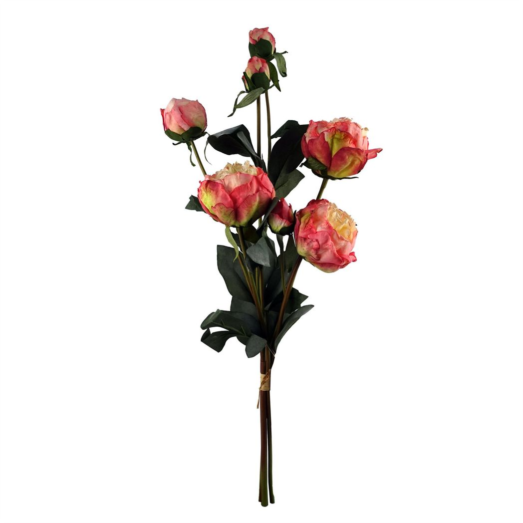 Leaf 70cm Pink Peony Artificial Flower Arrangement with Glass Vase