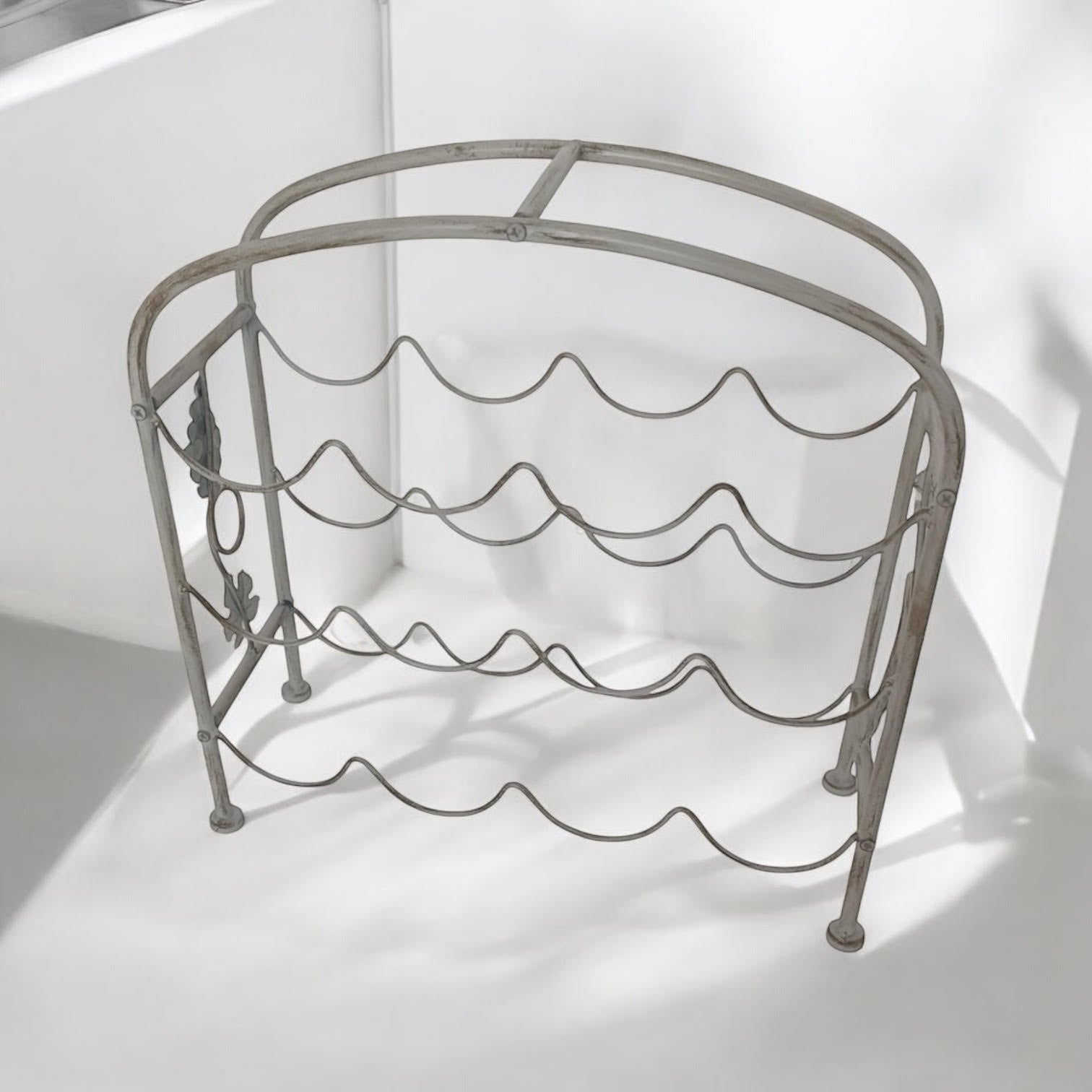 MSL 40cm Cream Cast Iron Effect Wine Rack - 12 Bottle Holder