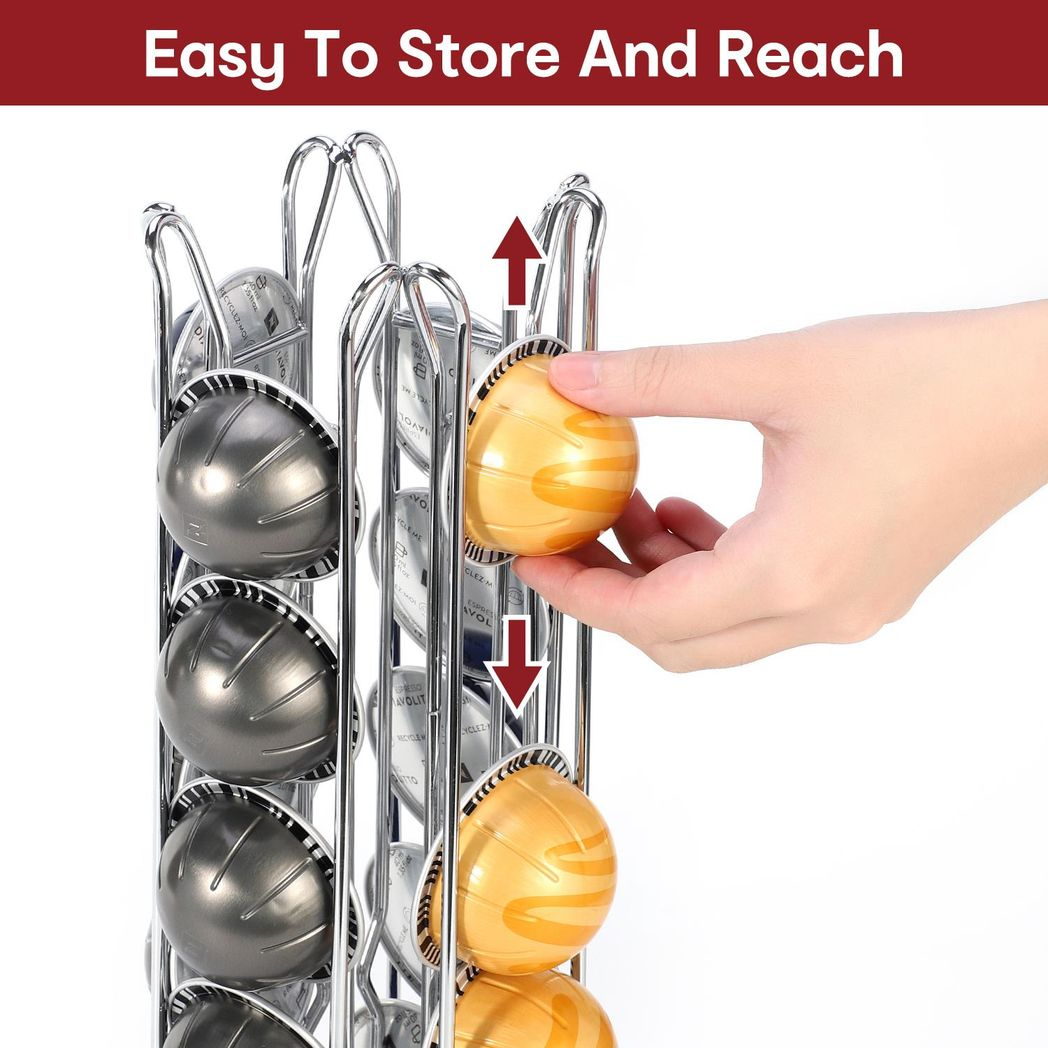 Vinsani Chrome Revolving Coffee Pod Stand for 24 Pods