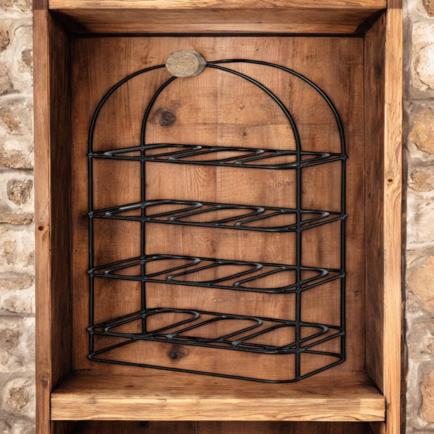 MSL 25 Inch Hand Cast Iron Effect 12 Bottle Wine Rack with Ornate Side Detail
