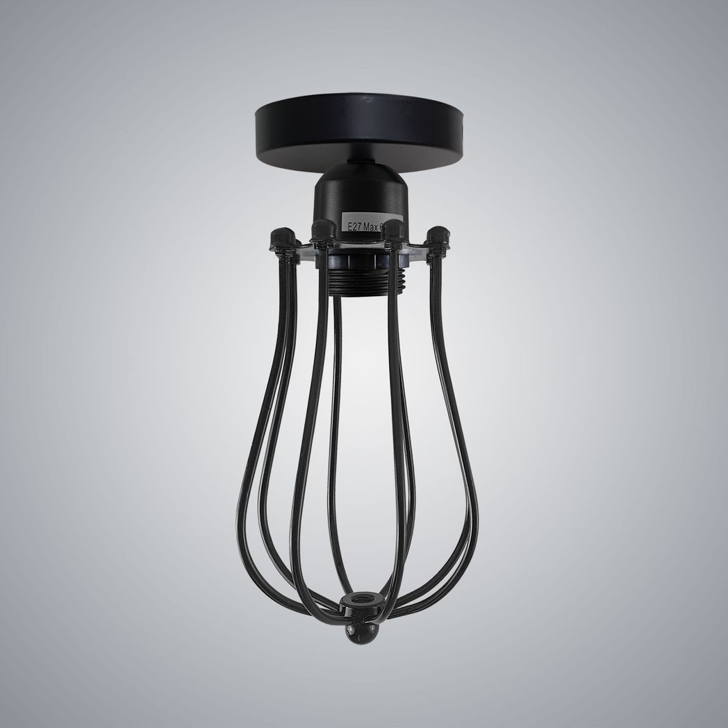 Vintage Industrial Geometric Wire Cage Ceiling Light Fixture