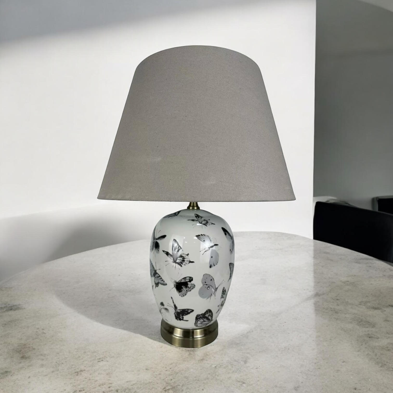 MSL 41cm Traditional Ceramic Table Lamp with Shade, Inline Rocker Switch, Double Insulated