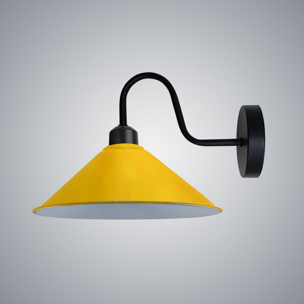 Vintage Black Swan Neck Wall Sconce, E27 Cone Shade, Indoor