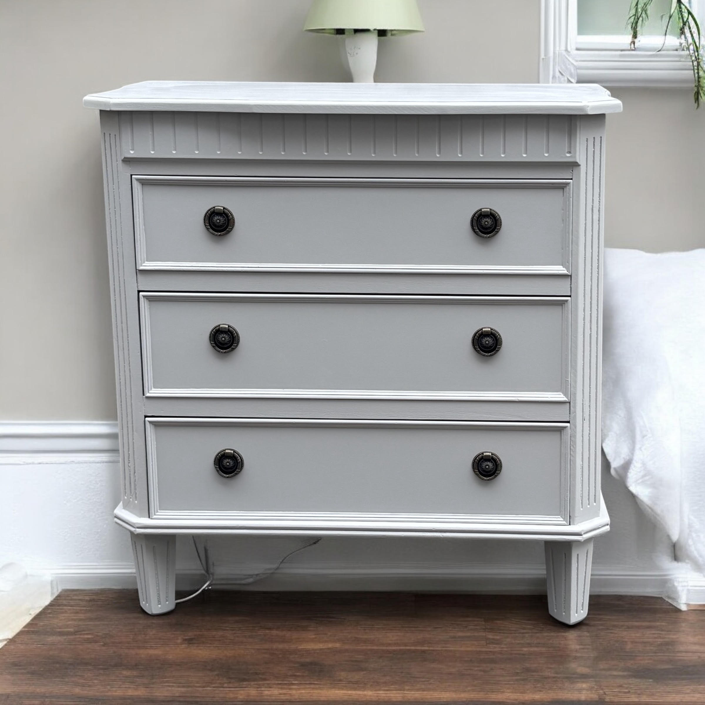 MSL 68cm 3 Drawer Wooden Chest of Drawers with Hand Finished Wooden Top