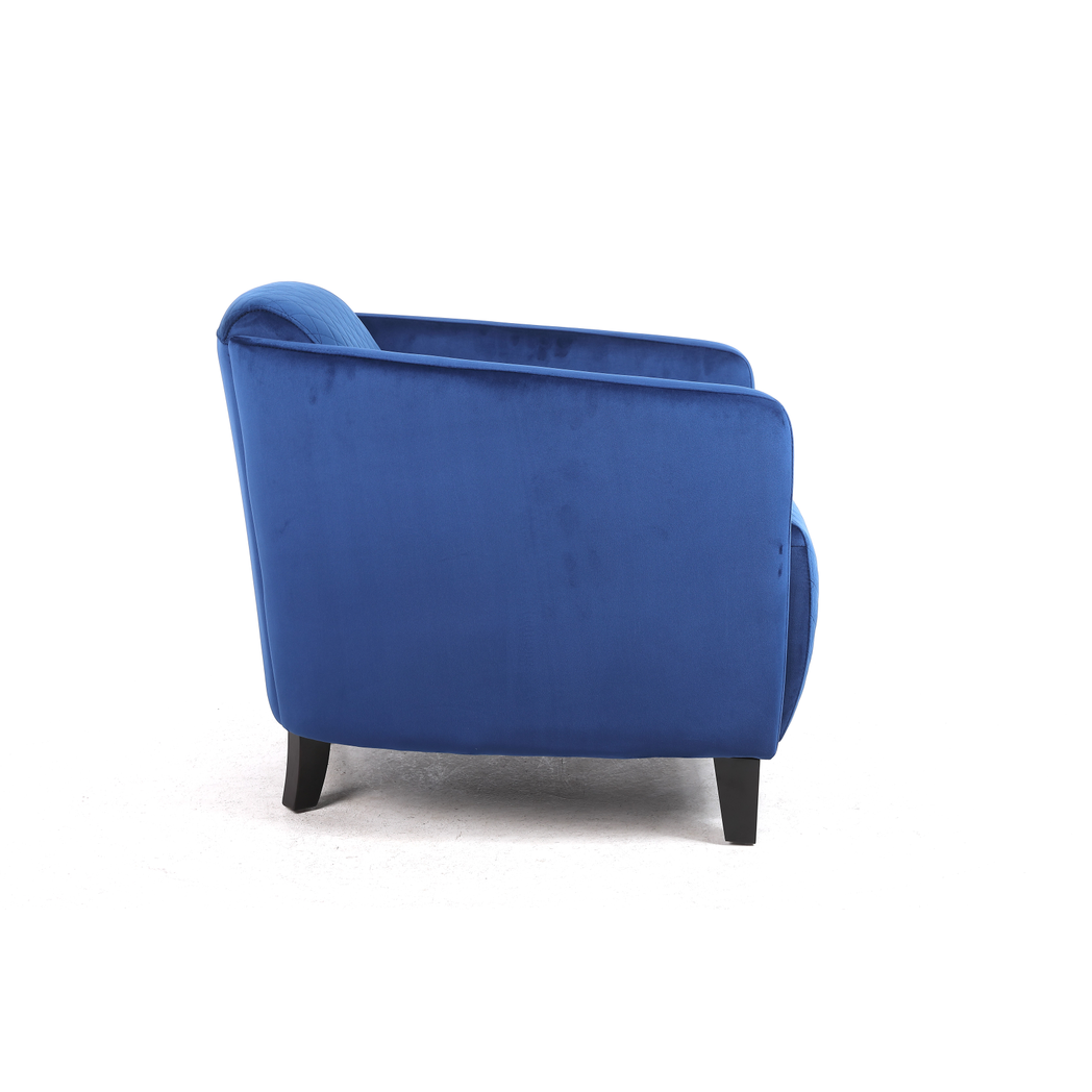 MSL 86cm Blue Velvet Armchair with Black Legs