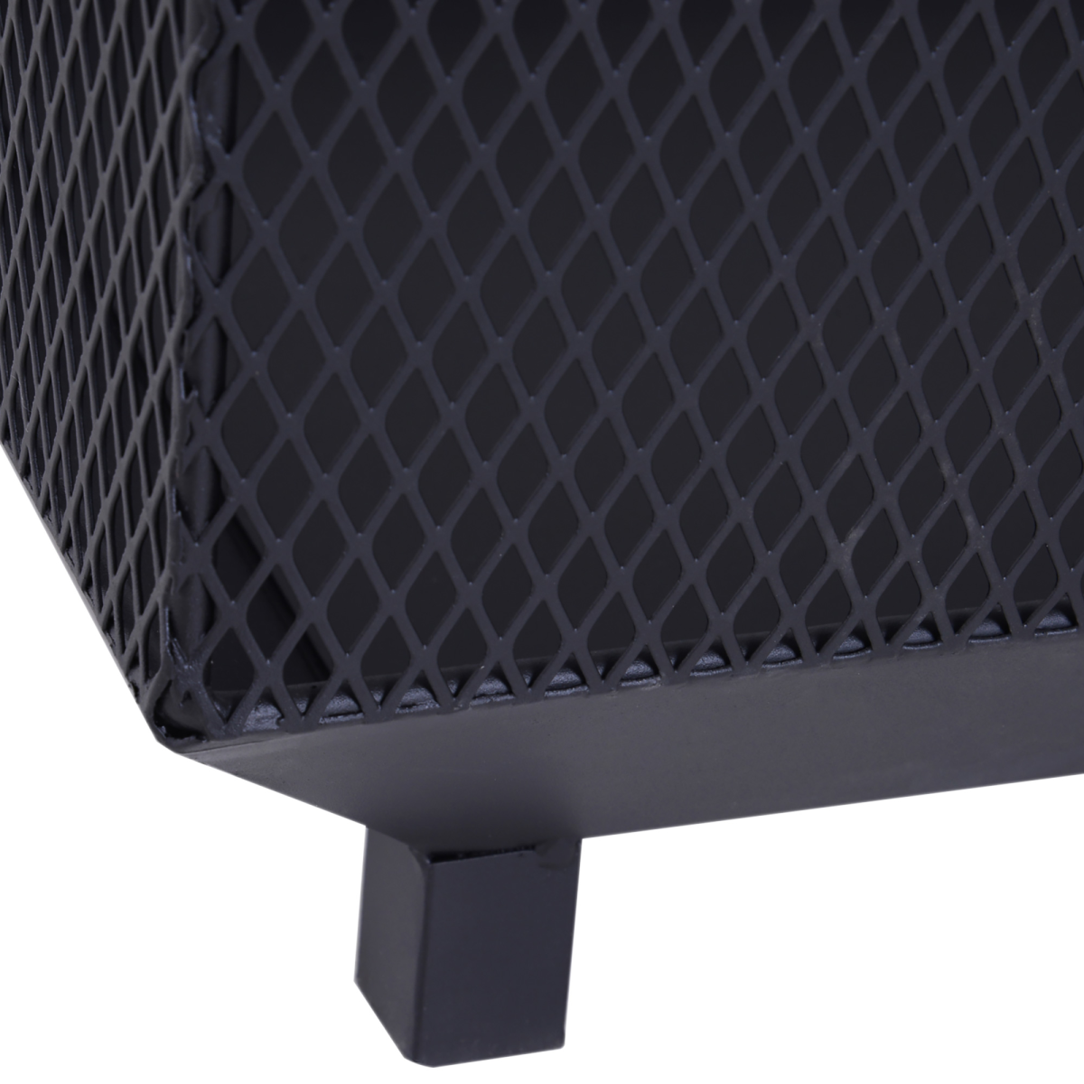 HOMCOM Square Steel Fire Pit with Poker, Black