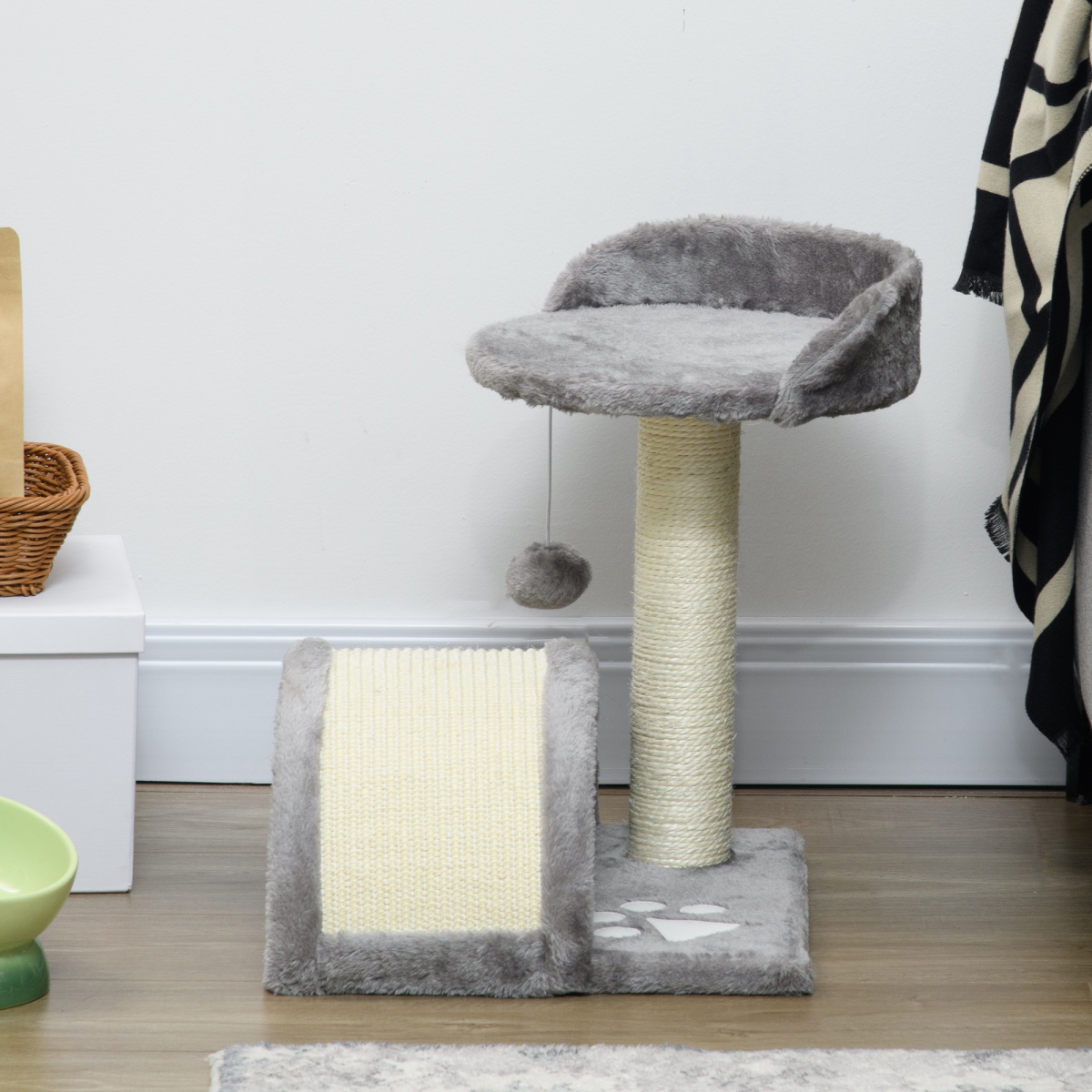 PawHut Cat Tree with Sisal Scratching Post & Toy Ball