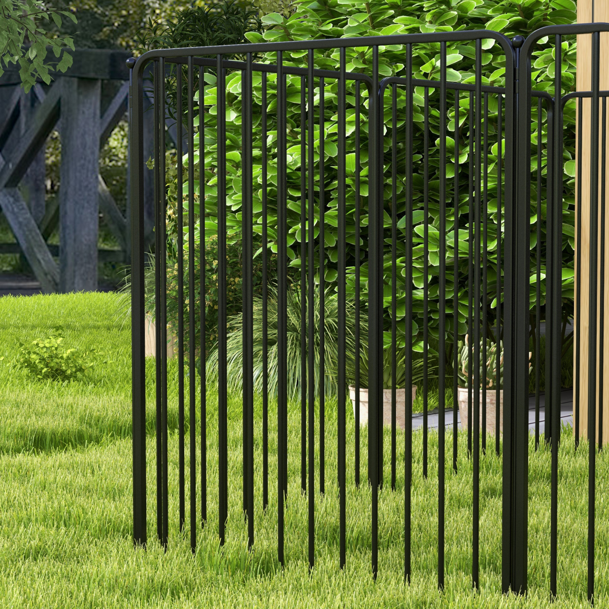 PawHut 100cm 8-Panel Steel Dog Playpen with Door, Indoor and Outdoor, Black