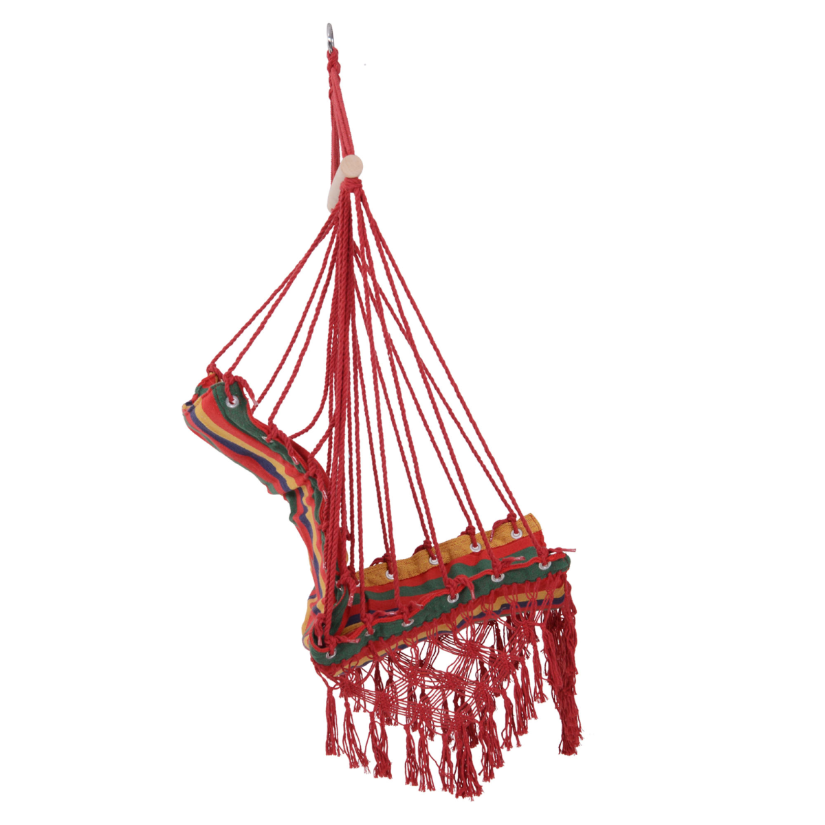 Outsunny Multicoloured Striped Hammock Chair Swing with Wooden Bar