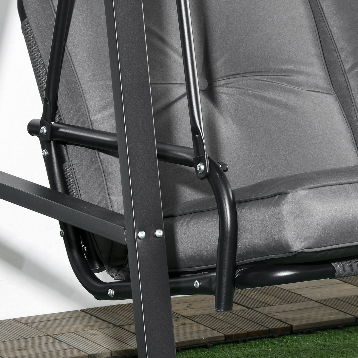 Outsunny 2-Seater Outdoor Swing Chair with Adjustable Canopy, Dark Grey