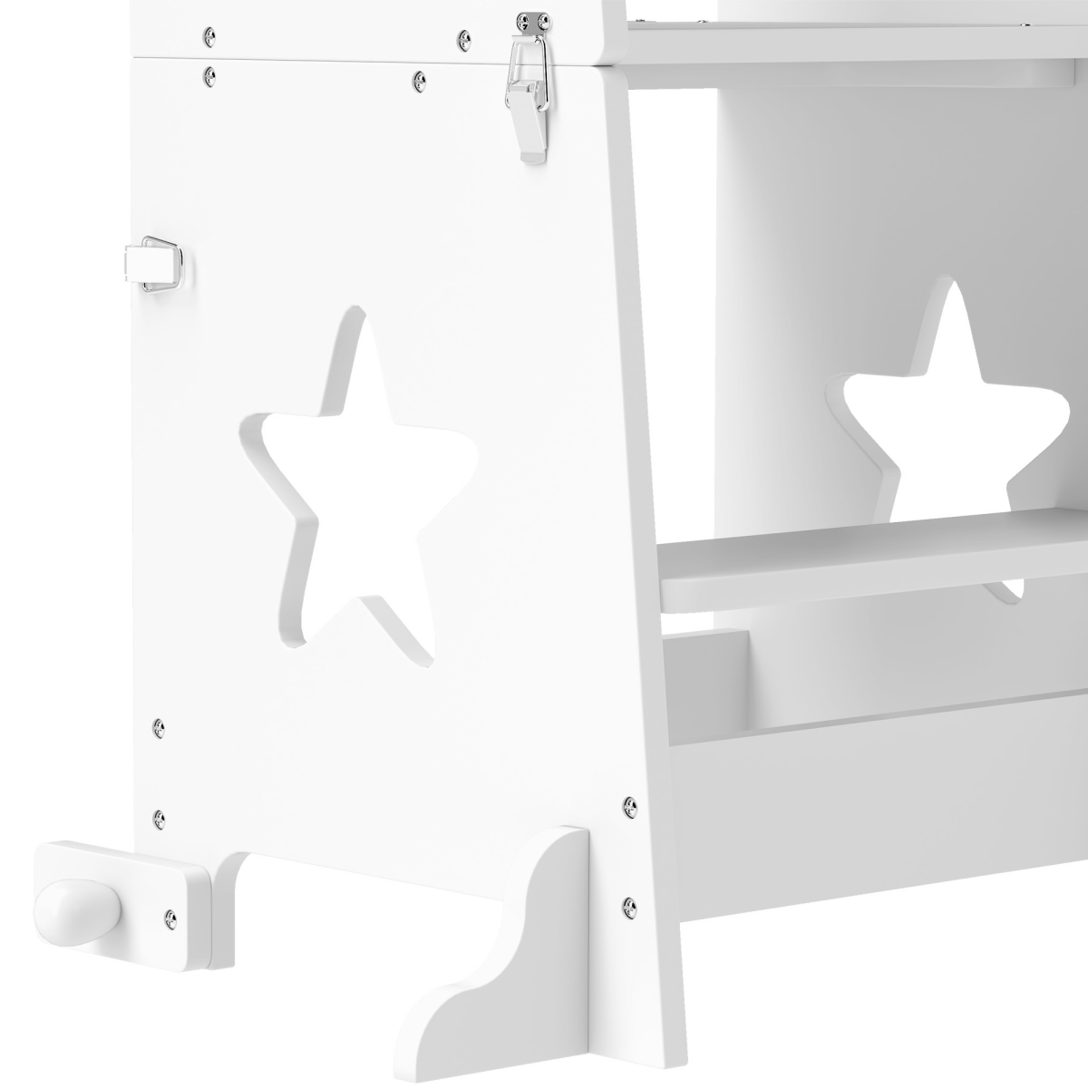 AIYAPLAY 2-in-1 Toddler Step Stool with Safety Rail, White