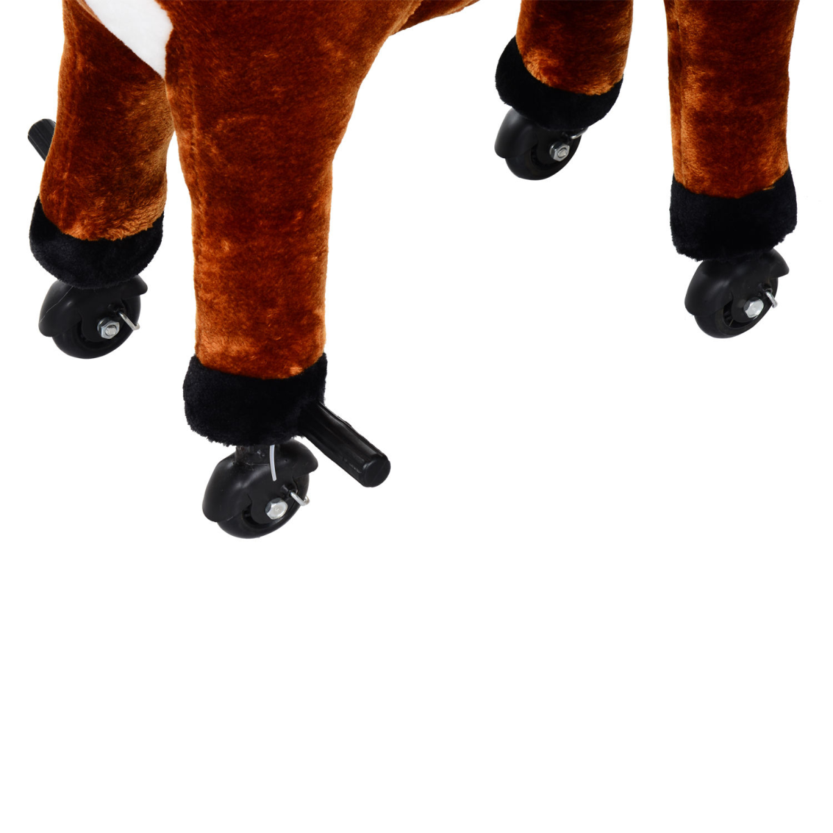 HOMCOM Plush Ride On Walking Horse Toy with Wheels and Sound
