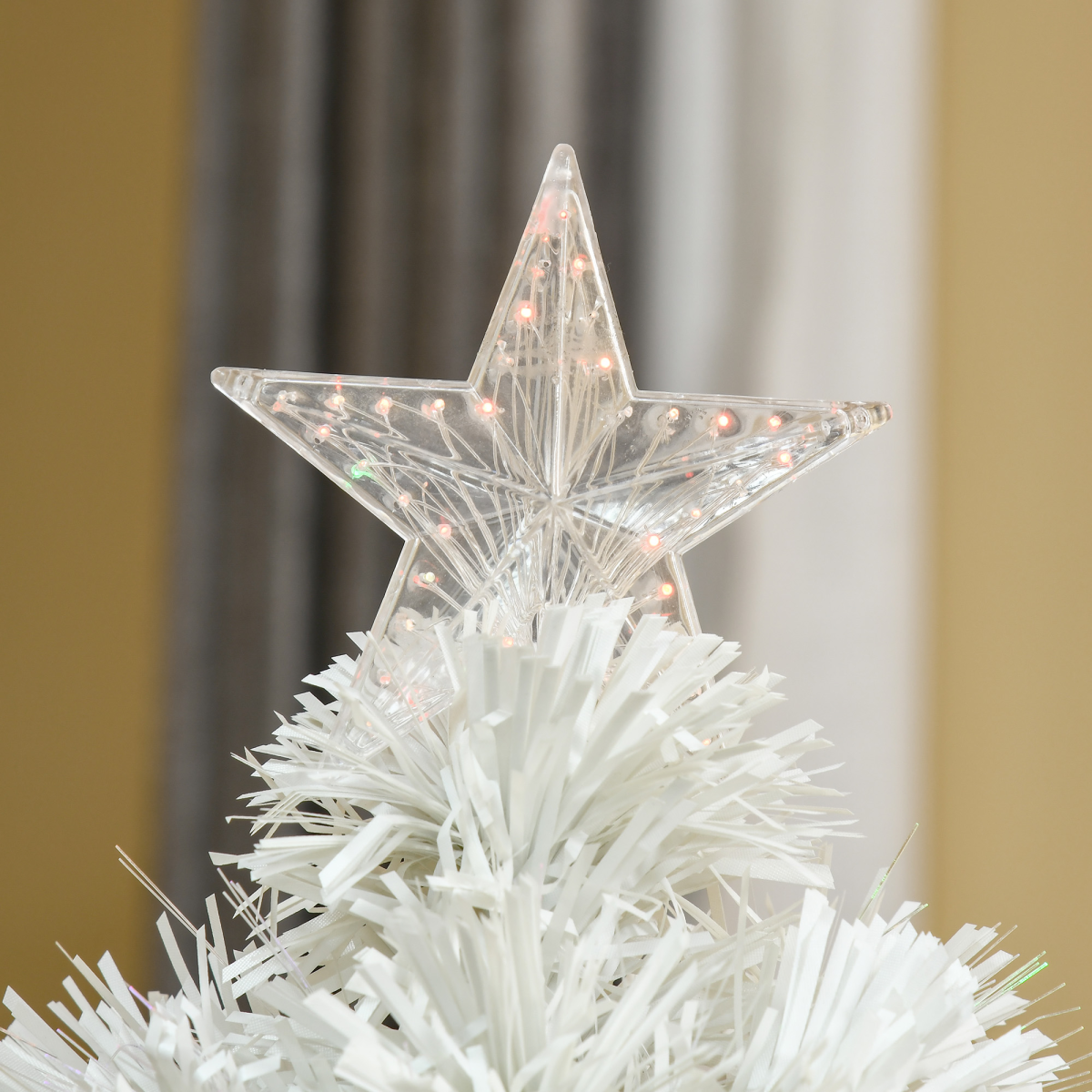 HOMCOM 2.5FT Prelit Artificial Tabletop Christmas Tree with Fibre Optic Lights, Star Top, 85 Branch Tips, White
