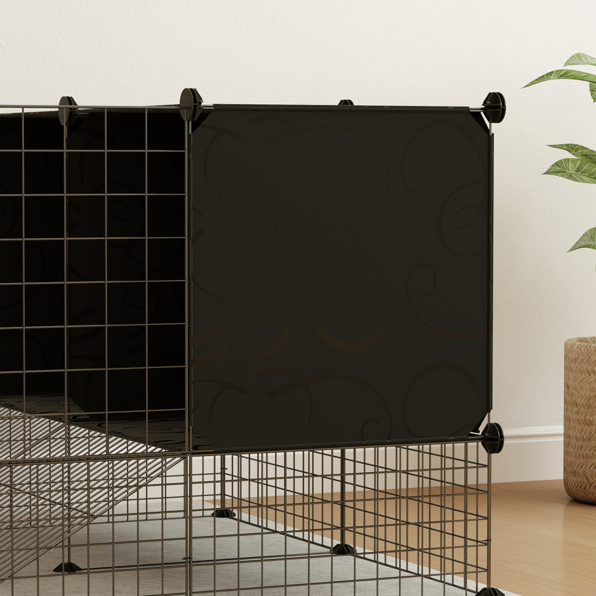 PawHut DIY Small Animal Cage with Elevated Huts for Guinea Pigs, Hedgehogs
