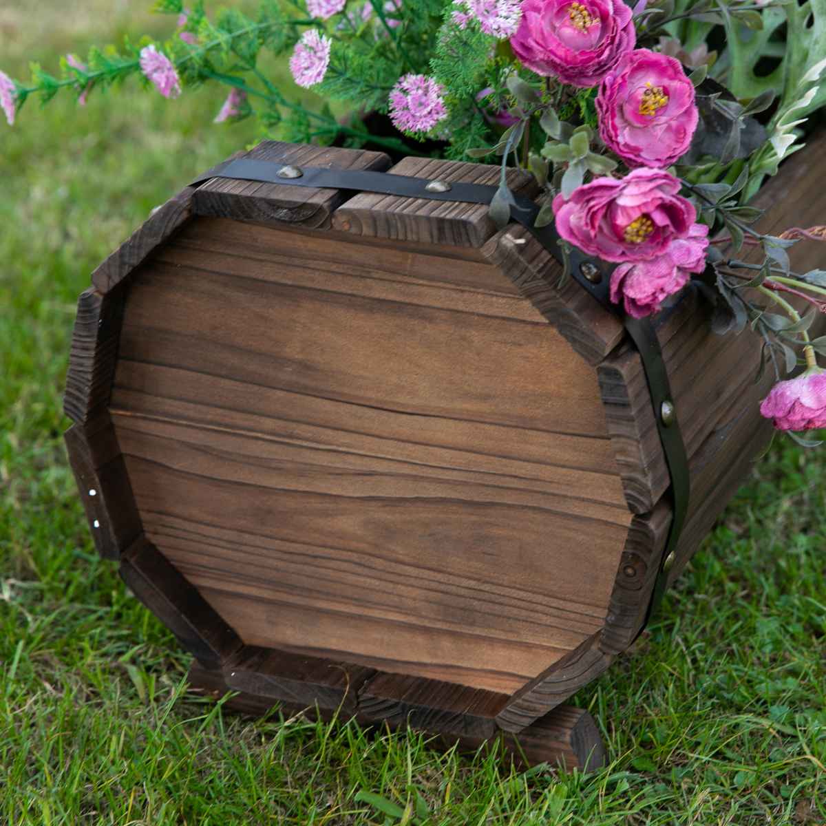 Outsunny Set of 2 Wooden Raised Planter Boxes for Garden, Patio, and Balcony