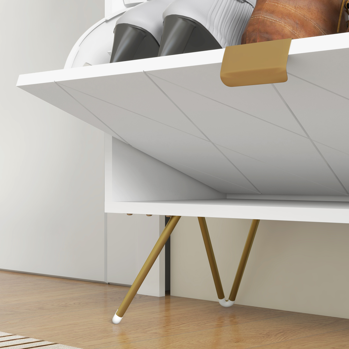 HOMCOM Slim Shoe Storage Cabinet with 2 Flip Drawers, White