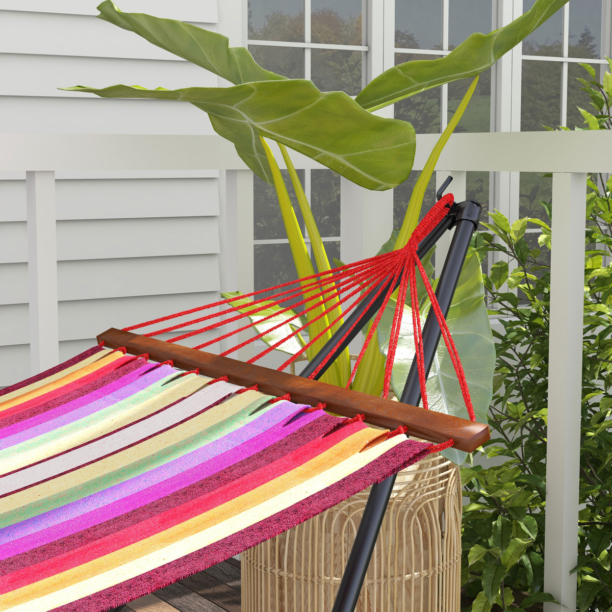 Outsunny 2 in 1 Foldable Steel Hammock Stand, Hammock Net and Chair Stand with Carrying Bag