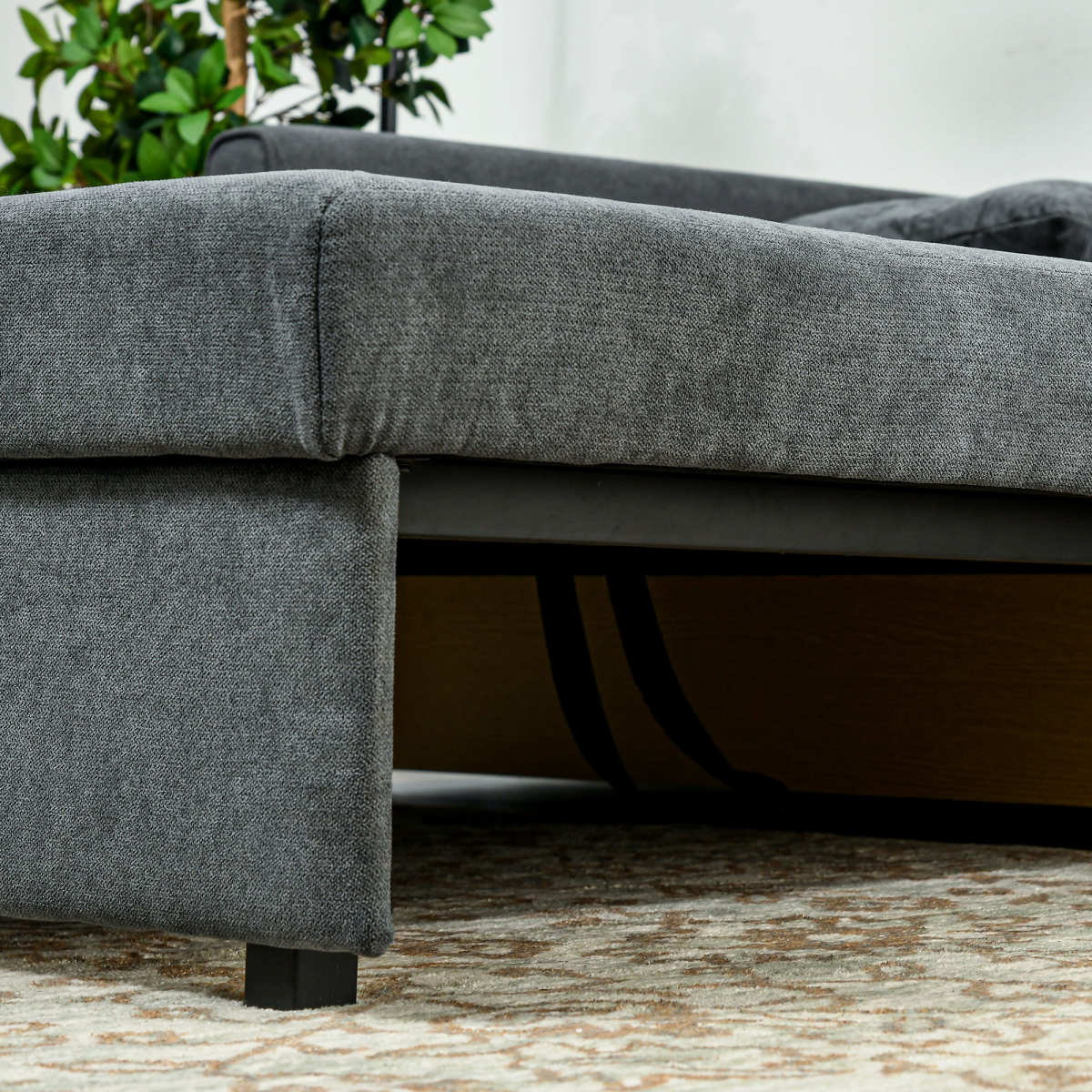 HOMCOM 2 Seater Convertible Sofa Bed with Storage & 2 Cushions, Dark Grey