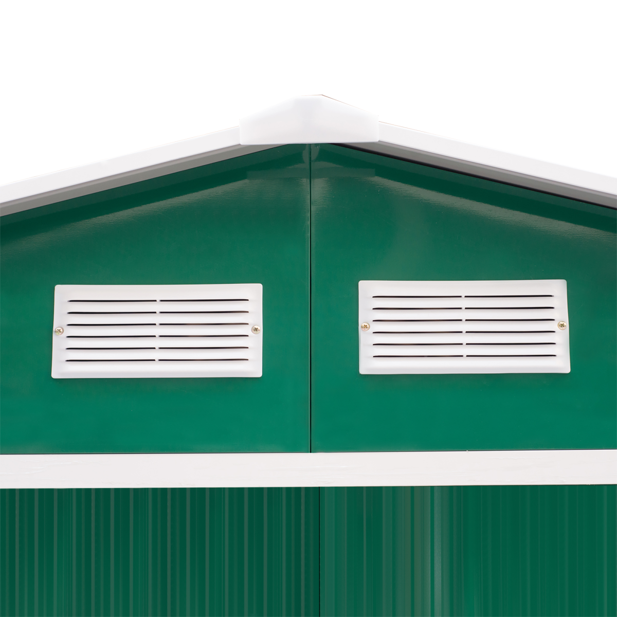 Outsunny Metal 9x6 ft Garden Storage Shed with Sliding Double Doors, Sloping Roof, Floor Foundation Included, Green