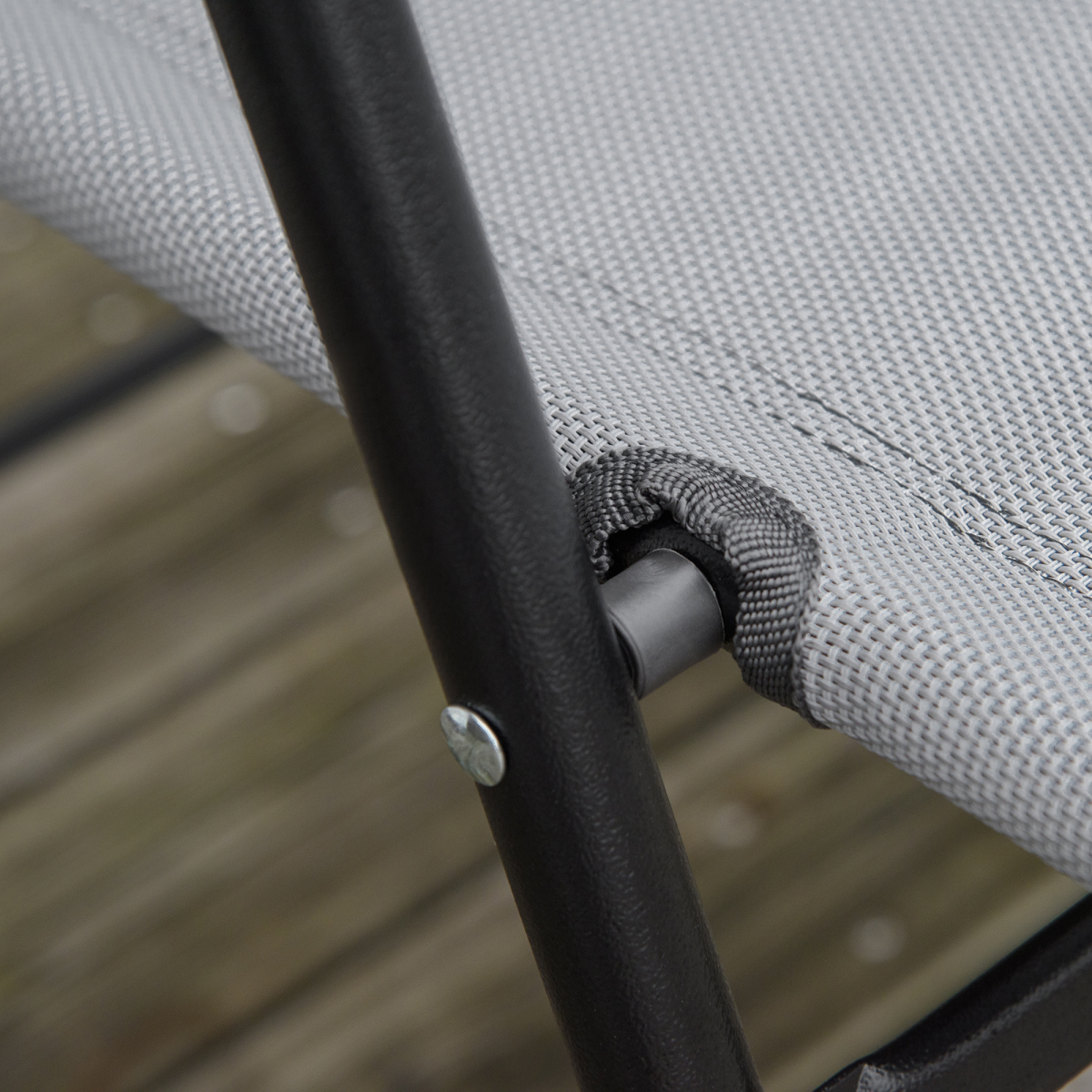 Grey Patio Bistro Set with Folding Chairs and Tempered Glass Coffee Table for Balcony, Outsunny