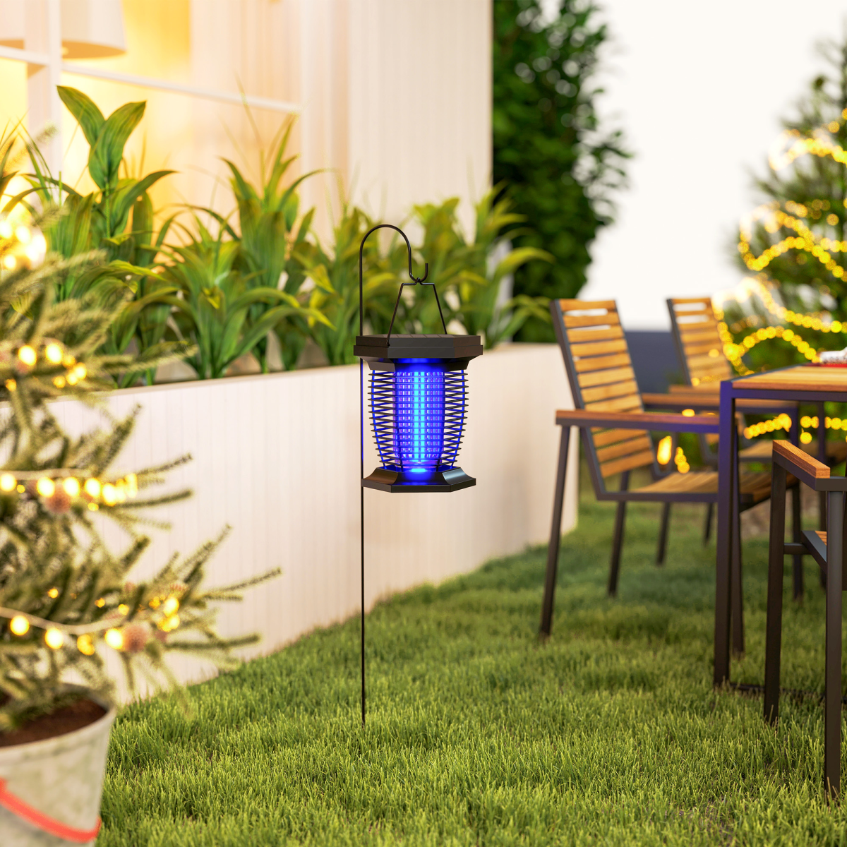 Outsunny 2-in-1 Electric Fly Zapper with UVA Light Garden Lantern