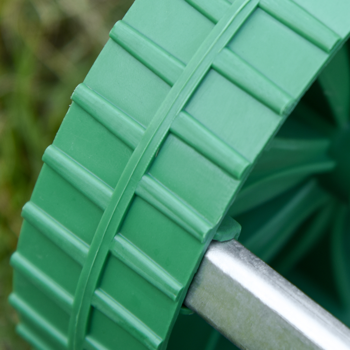 Outsunny Lawn Aerator Roller with 3-Level Adjustable Handle, Galvanized Metal and PP Plastic