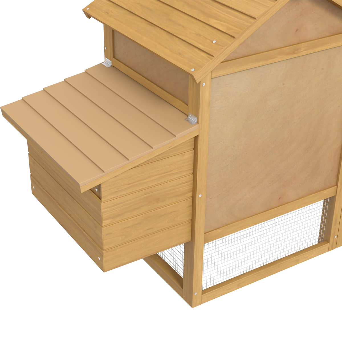 Small Wooden Chicken Coop with Nesting Box, Outdoor Run, Ramp, Door and Slide-Out Tray, 150.5 x 54 x 87 cm