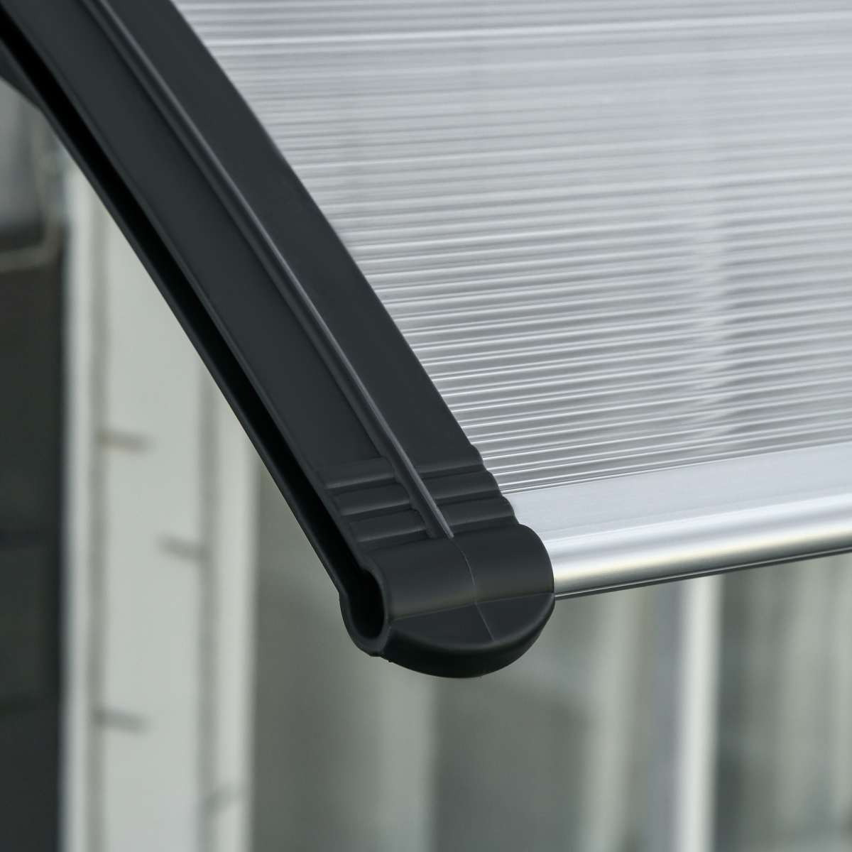 Outsunny Front Door Canopy Outdoor Awning, 300 x 100cm Clear Polycarbonate Rain Shelter