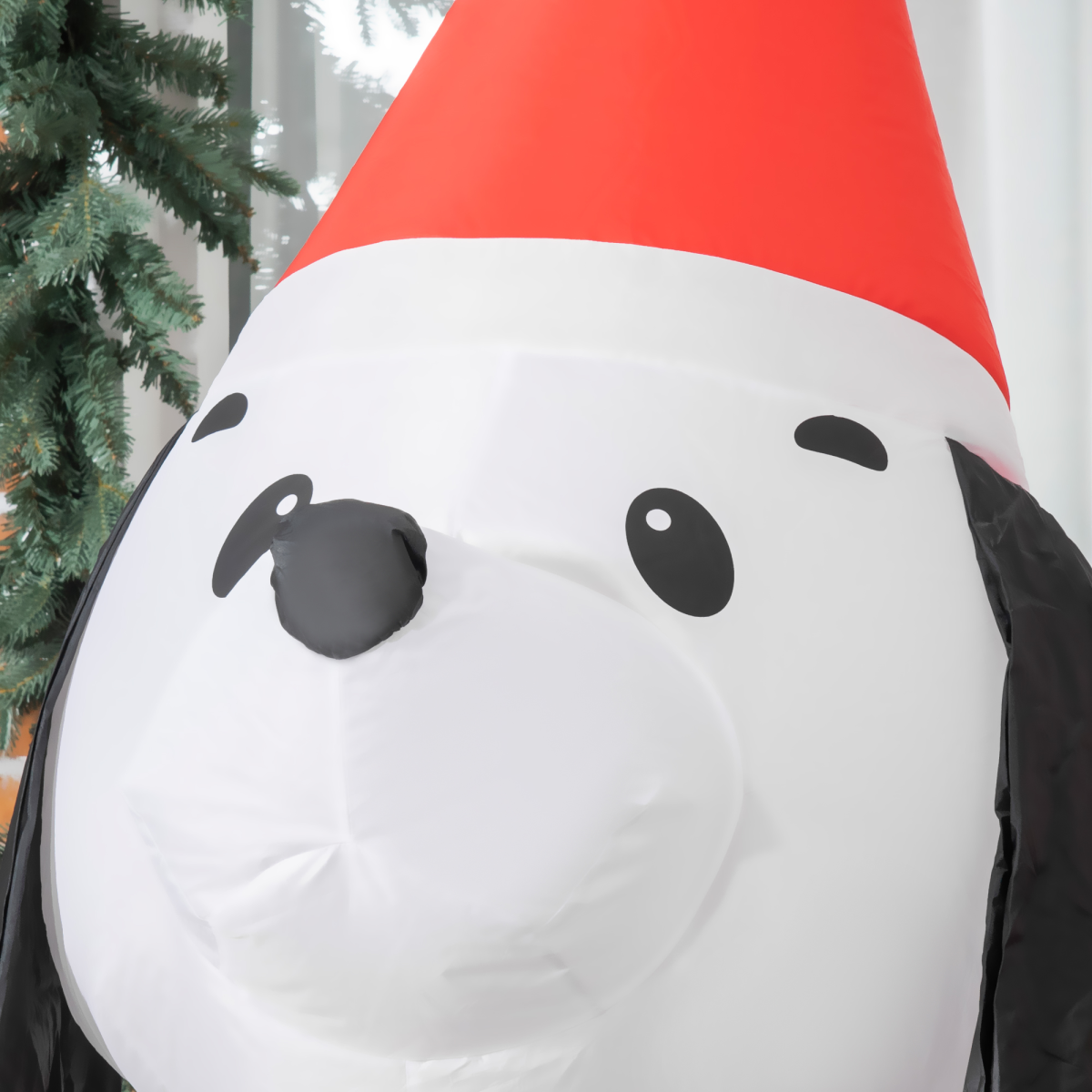 HOMCOM 6ft Inflatable Christmas Puppy Dog Wearing Santa Hat with LED Lights for Indoor Outdoor Use