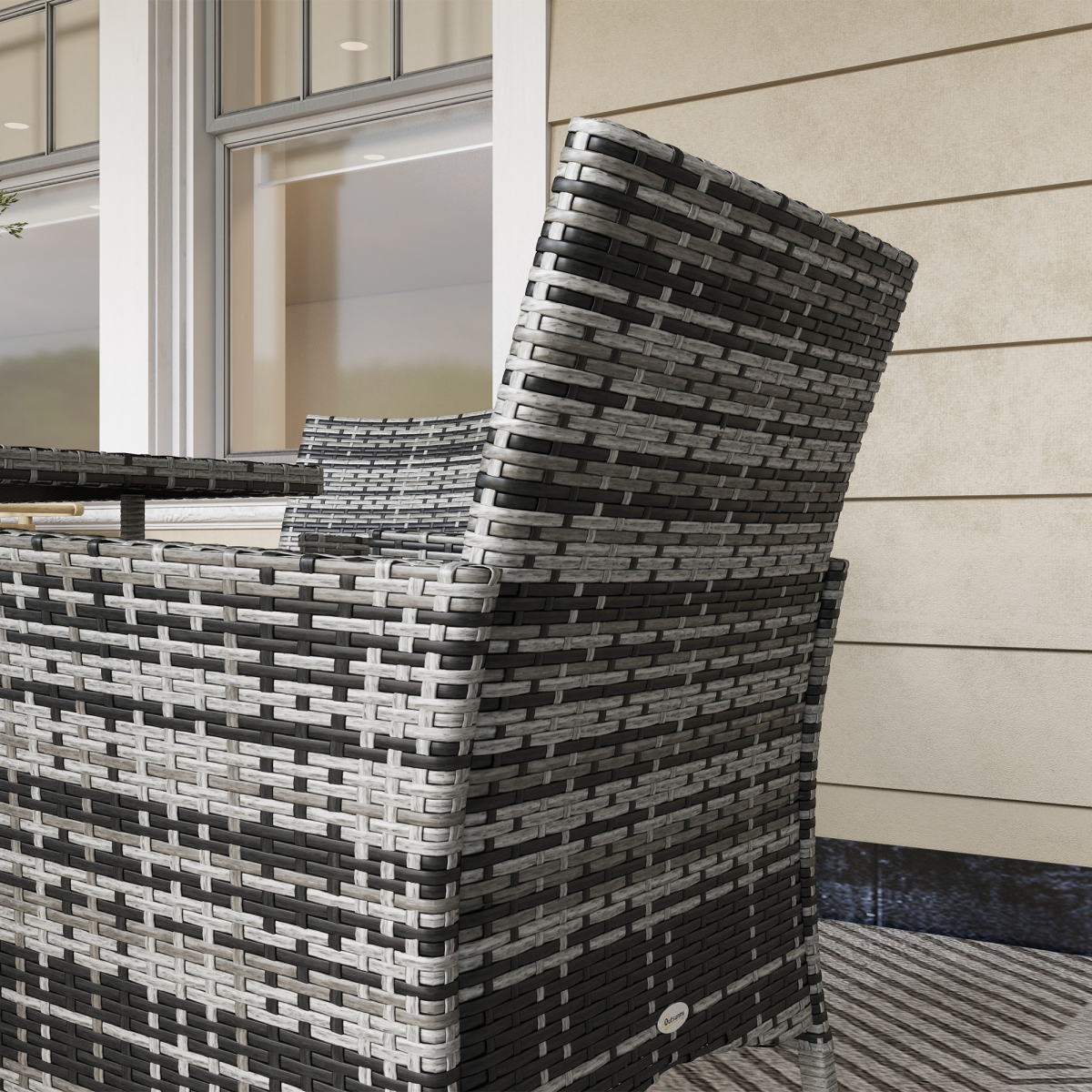 Outsunny 5 Piece 4 Seater Rattan Garden Dining Set with Tempered Glass Tabletop