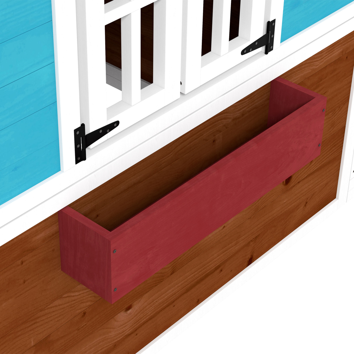 Outsunny Wooden Kids Playhouse with Doors, Windows & Plant Pots
