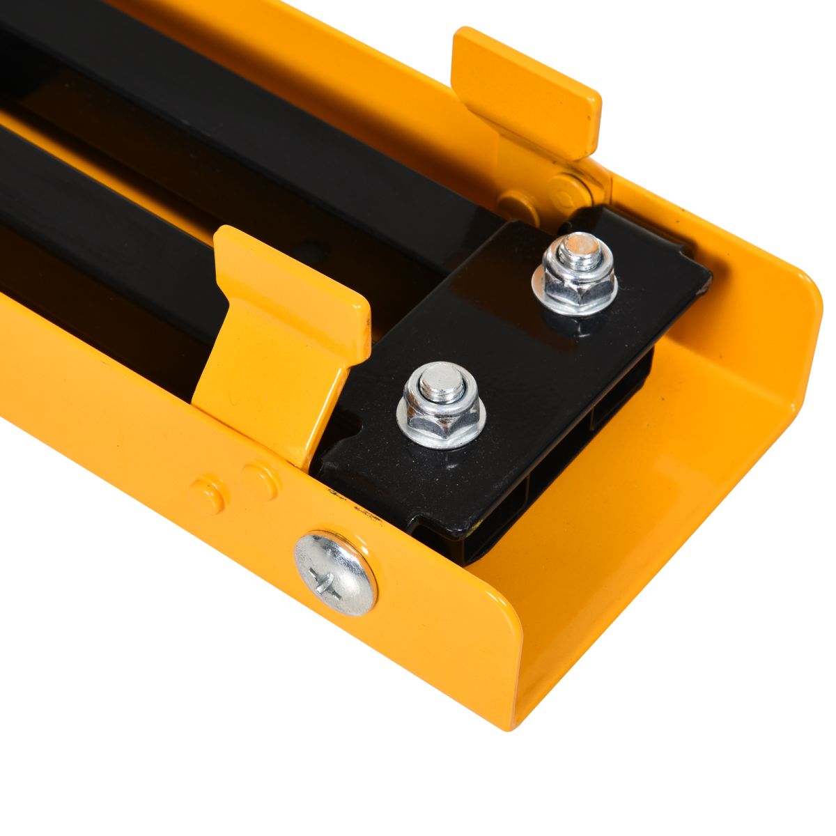 HOMCOM Set of 2 Steel Non-Slip Folding Sawhorses Black/Yellow