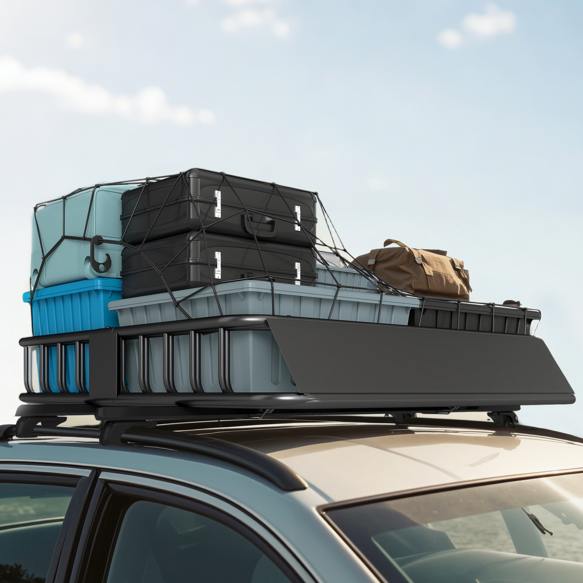 HOMCOM Steel Universal Roof Rack Basket, 90.7 kg Cargo Carrier