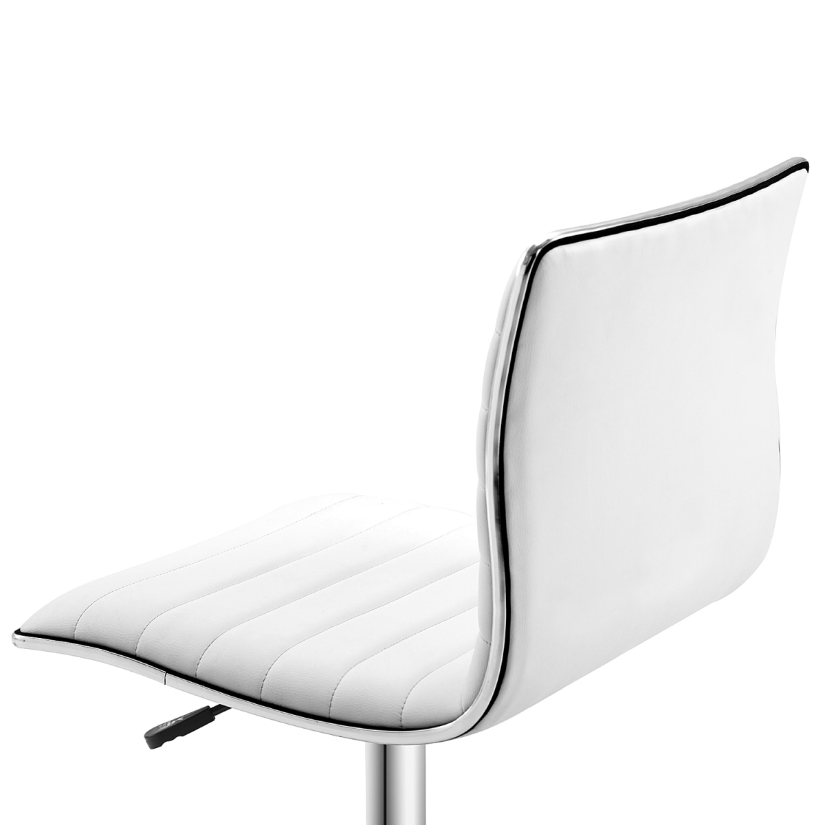 Armless Mid-Back Adjustable Height 360 Swivel PU Leather Office Chair with Casters, White