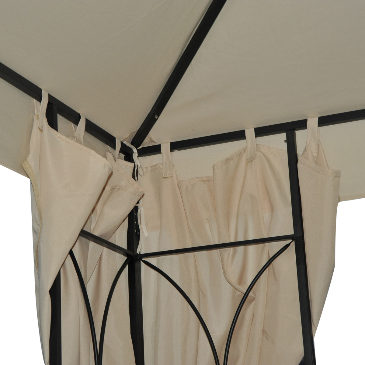 3 x 3m Metal Garden Gazebo with Side Walls, Double-Tier Roof