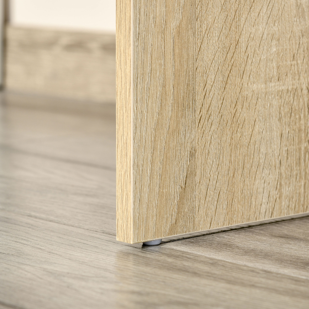 HOMCOM L-Shaped Corner Computer Desk with Cabinet, Drawer and Shelves, Oak and White