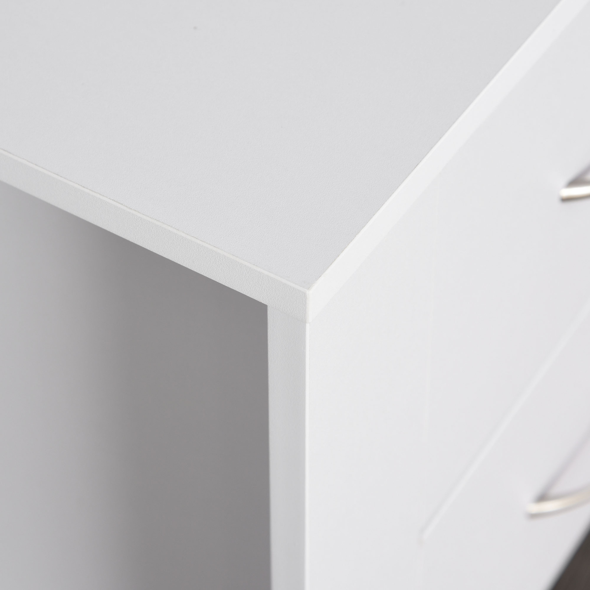 HOMCOM White Particle Board 2-Drawer Bedside Table with Silver Handles