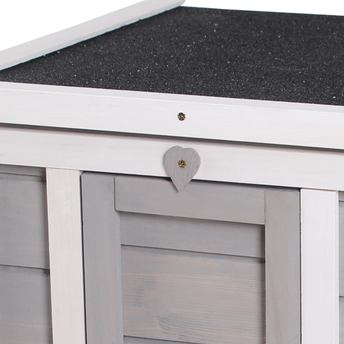 Wooden Rabbit Hutch Outdoor Pet Habitat with Openable Asphalt Roof, Elevated Floor and Ramp Door
