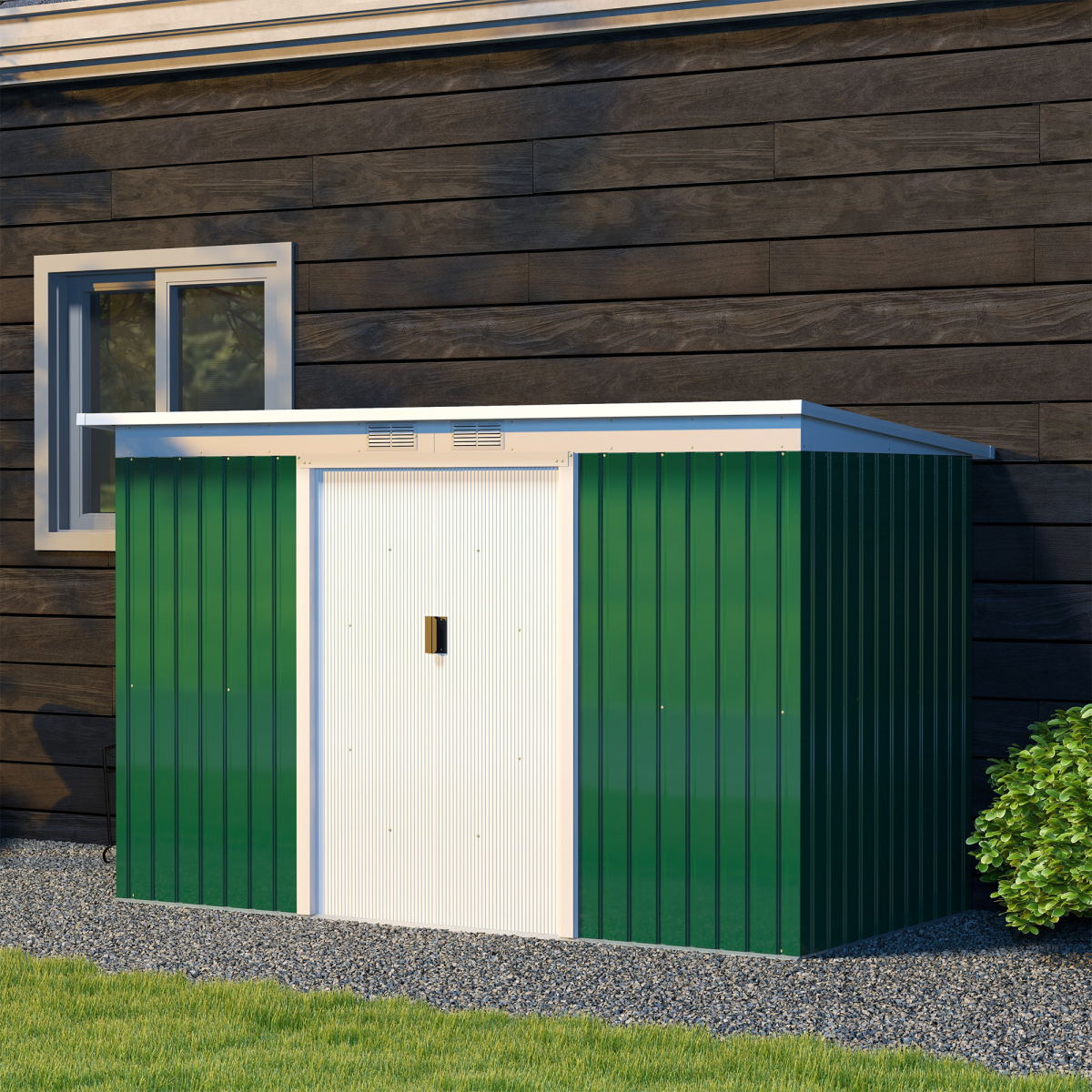 Outsunny Metal Garden Storage Shed with Double Doors & Windows