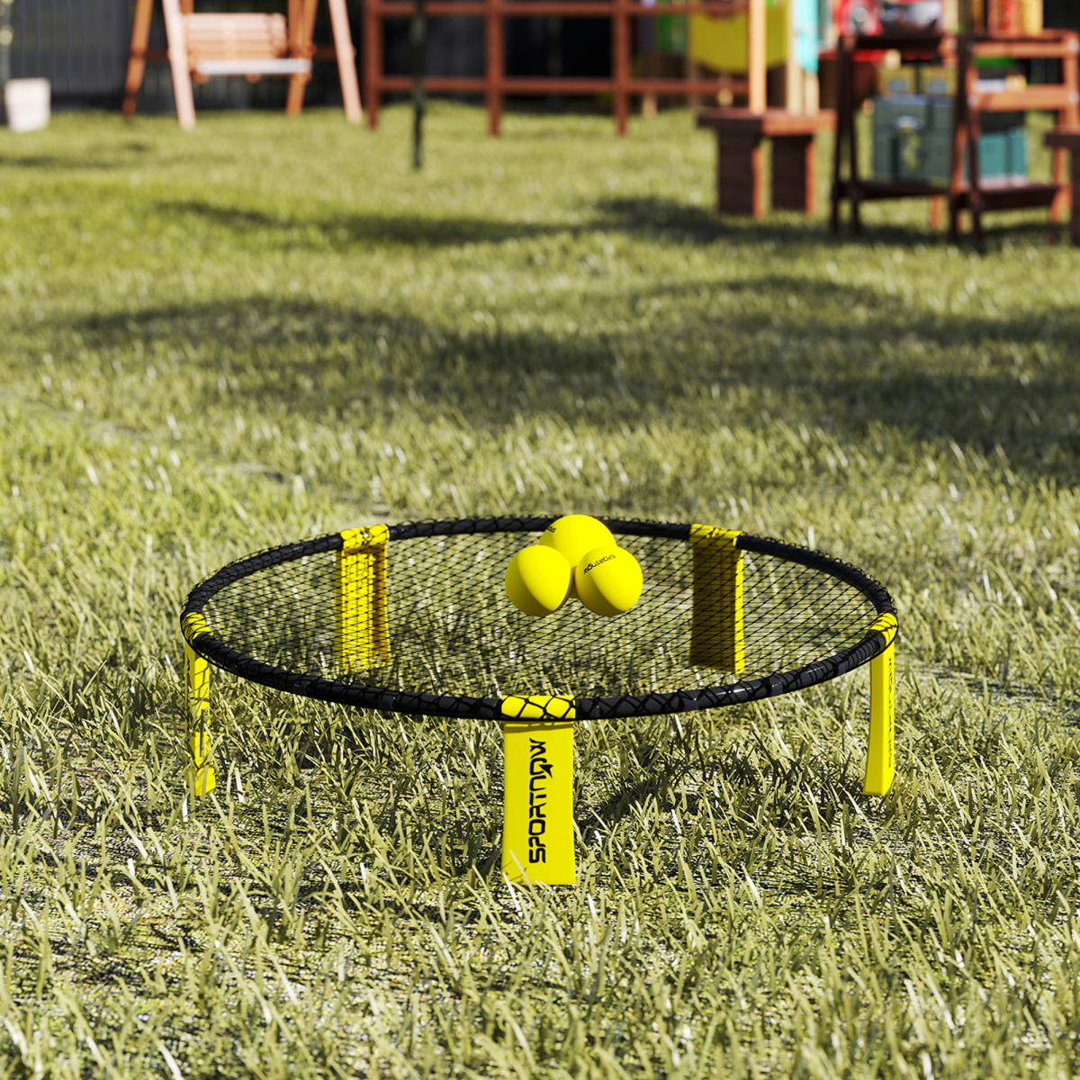 SPORTNOW Spikeball Game Set with Net, 3 Balls & Pump