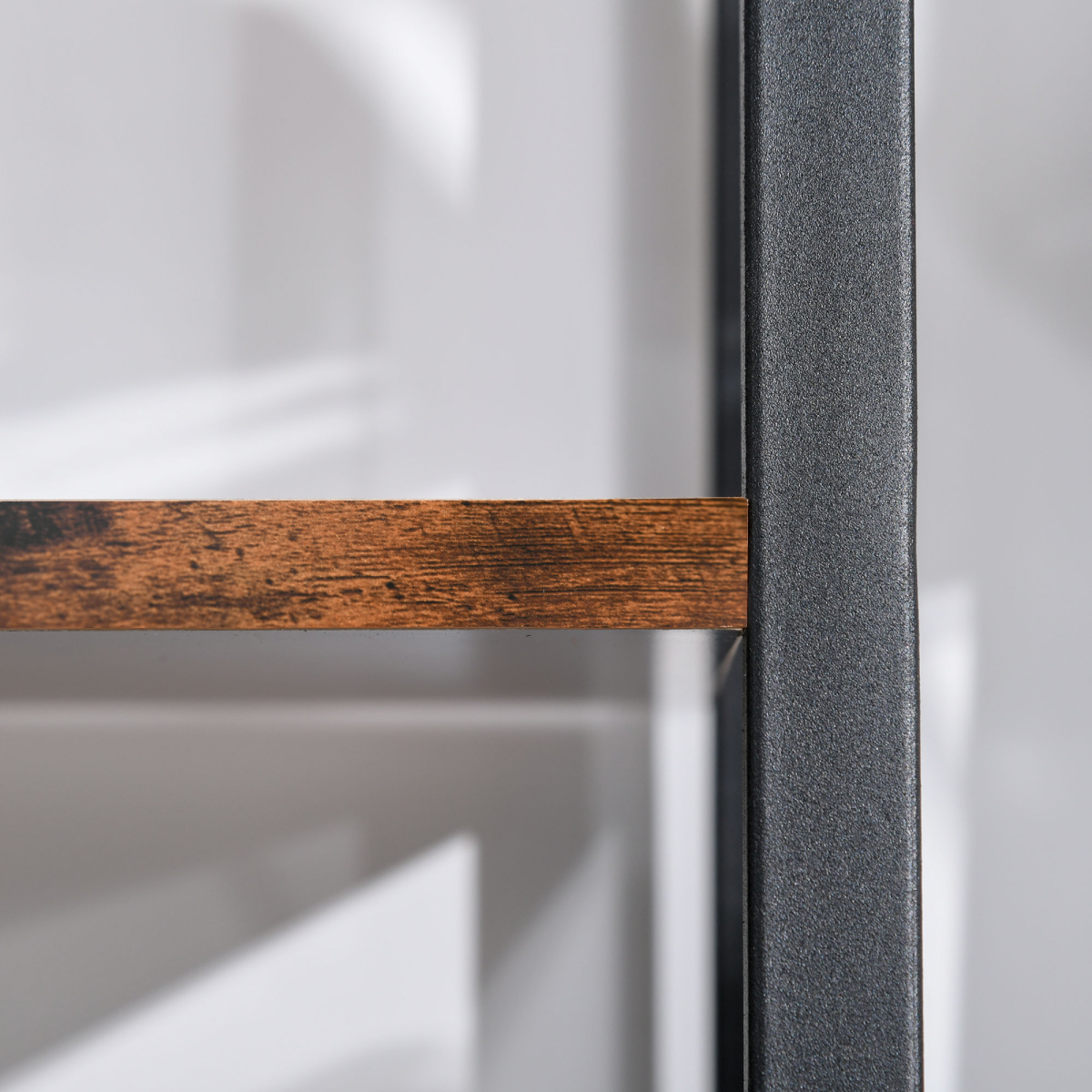 4-Tier Minimalist Ladder Shelf Unit with Steel Frame and MDF Shelves for Home Display and Storage