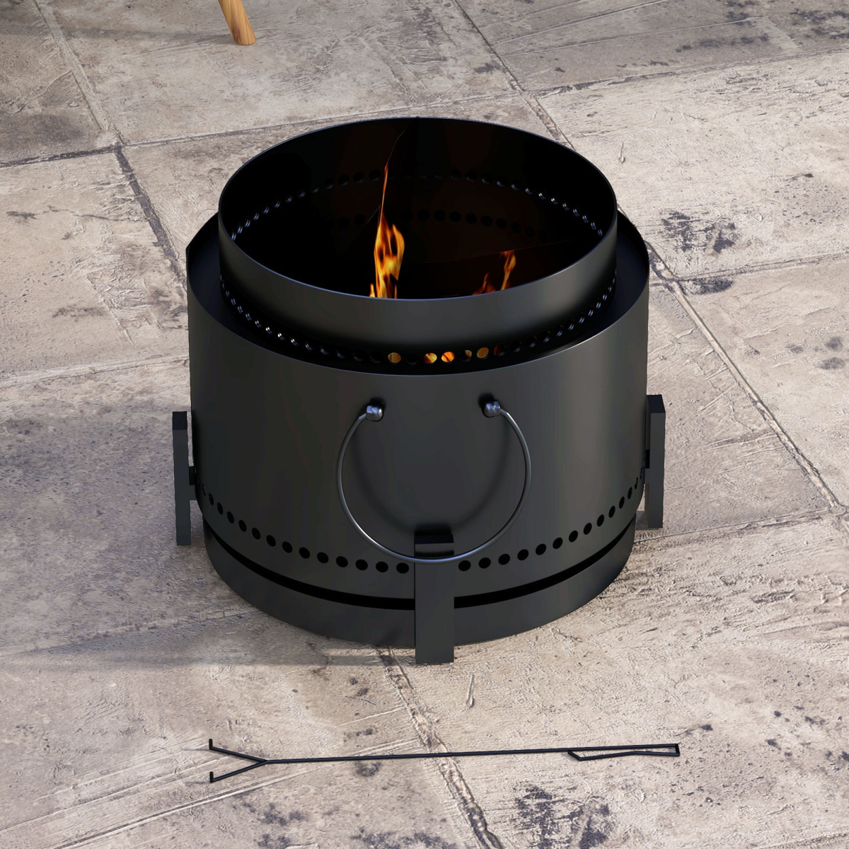 Outsunny 37cm Smokeless Wood Burning Metal Fire Pit, Black