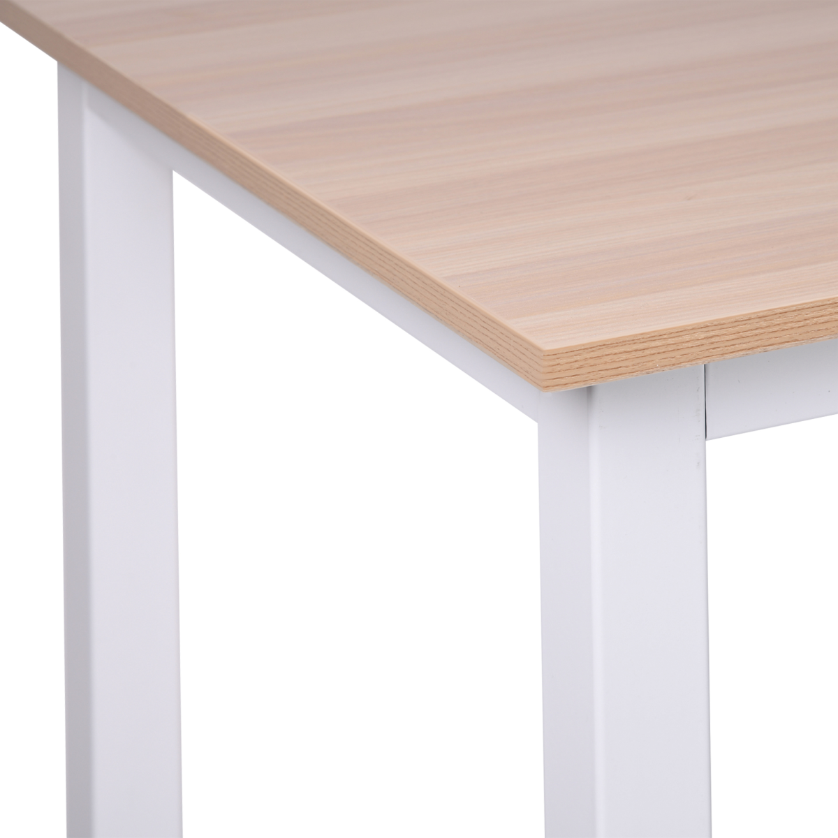 HOMCOM Oak Grain Tone MDF Writing Desk with White Metal Frame, 120W x 60D x 76Hcm