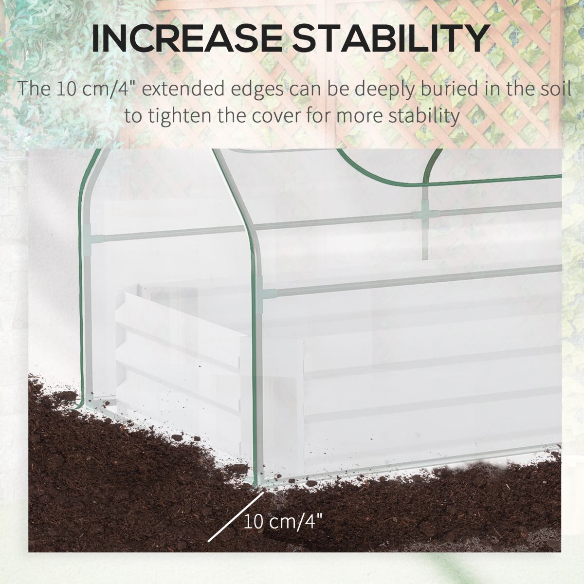 Outsunny Steel Raised Garden Bed Planter Kit with Greenhouse Cover, 185 x 95 cm