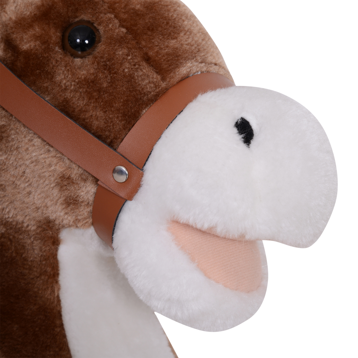 HOMCOM Kids Wooden Plush Rocking Horse Ride-On Toy, Age 3+