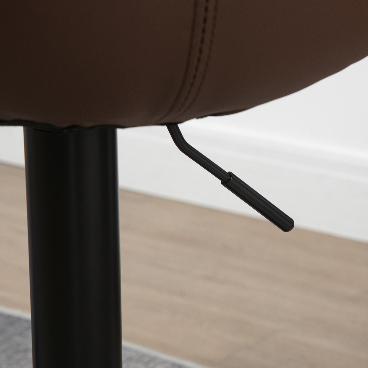 HOMCOM Set of 2 Adjustable Swivel Stools with Footrest, Faux Leather, Brown