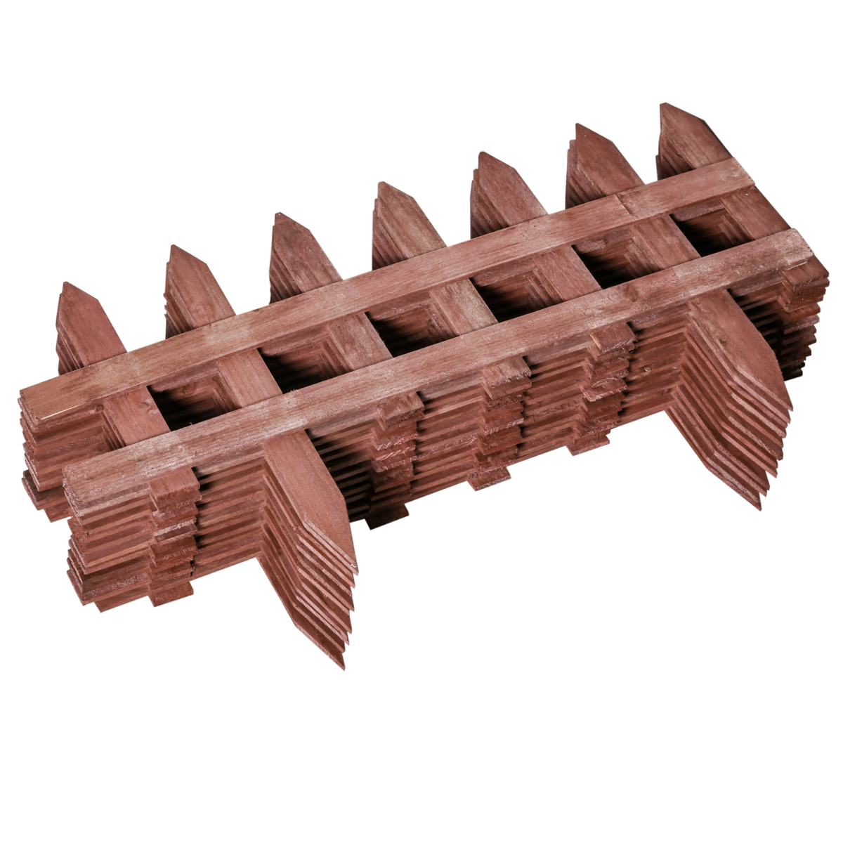 Outsunny Pack of 12 Fir Wood Garden Border Fence, Rustic Brown
