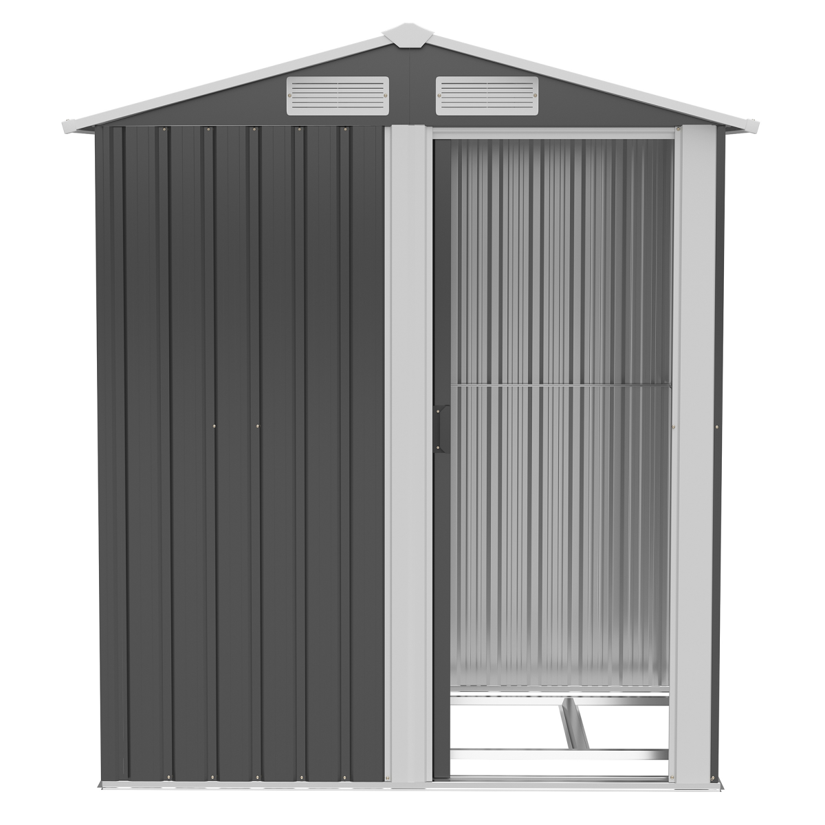 Outsunny Metal Outdoor Storage Shed with Sliding Door and Sloped Roof, 152 x 132 x 188 cm, Grey